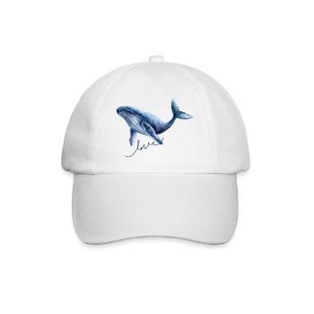 Whale Love Blue Whale Illustration - Baseball Cap - white/white - Front