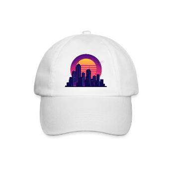 Neon Skyline – Retro City Vibes - Baseballkappe - Weiß/Weiß - Vorne