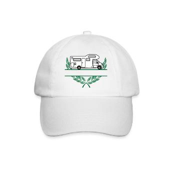 Camper in wreath with space for text or name - Baseball Cap - white/white - Front