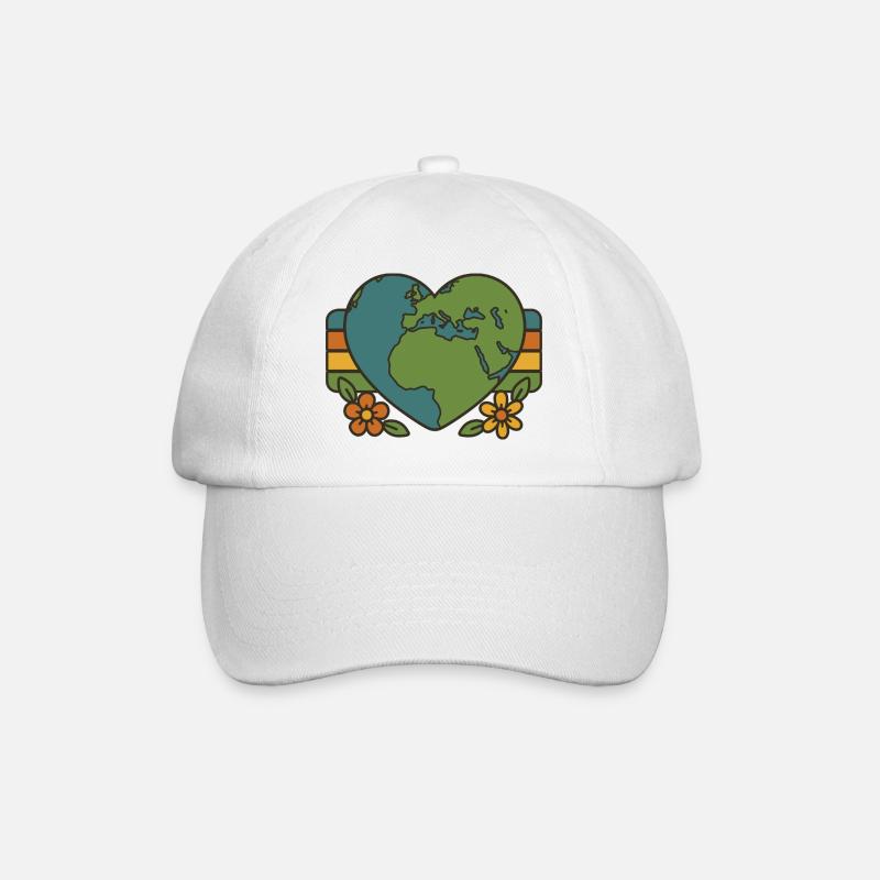 Herz Planet - Baseballkappe - Weiß/Weiß