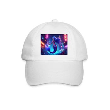 Cyber Mermaid – Neon Ocean Queen - Baseballkappe - Weiß/Weiß - Vorne