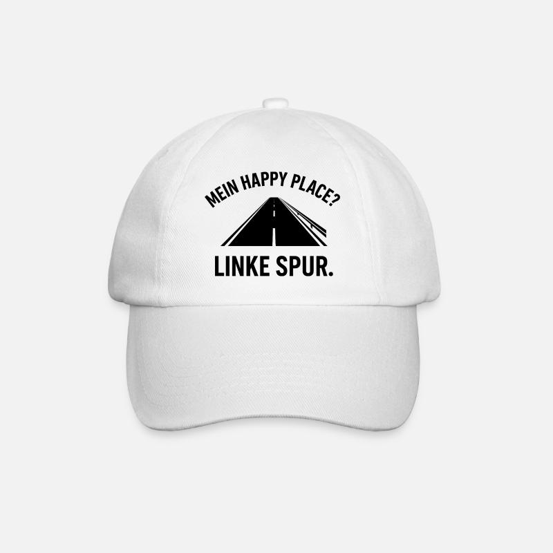 Mein Happy Place? Linke Spur - Baseballkappe - Weiß/Weiß