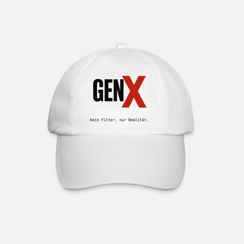 GenX Statement Motiv T-Shirt - Baseballkappe - Weiß/Weiß