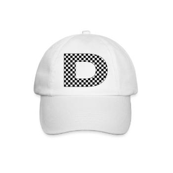 Motif à carreaux avec lettre D - Casquette classique - blanc/blanc - Devant