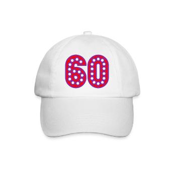 60. 60 JAHRE. 60-JÄHRIGES JUBILÄUM. 60. GEBURTSTAG. - Baseballkappe - Weiß/Weiß - Vorne