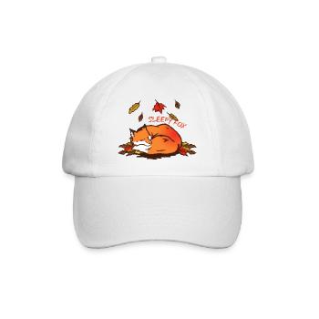 Schlafender Fuchs Herbsttraum Sleepy Fox - Baseballkappe - Weiß/Weiß - Vorne