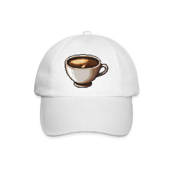 PixelKaffee Kaffeetasse Kunst - Baseballkappe - Weiß/Weiß - Vorne
