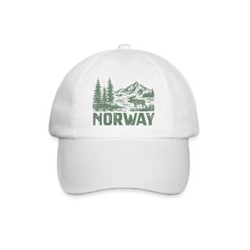 Norwegische Waldlandschaft mit Elch - Baseballkappe - Weiß/Weiß - Vorne