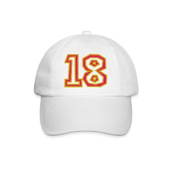 18. 18 JAHRE ALT. 18-JÄHRIGES JUBILÄUM. 18. GEBURTSTAG. - Baseballkappe - Weiß/Weiß - Vorne