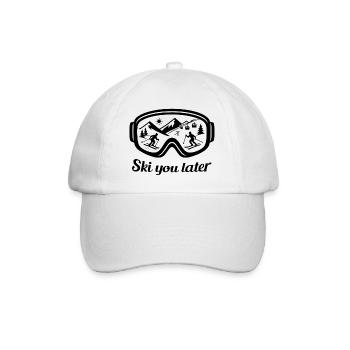 Ski You Later – ski goggle design for skiers - Baseball Cap - white/white - Front
