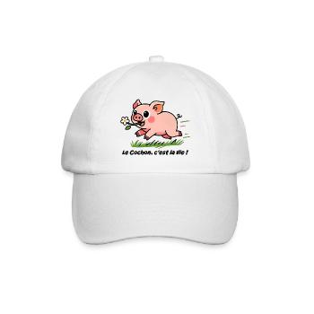 Le Cochon c'est la vie! - Baseballkappe - Weiß/Weiß - Vorne