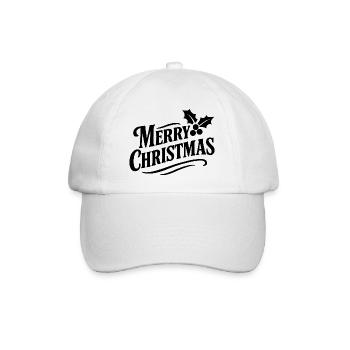 Merry Christmas mit Stechpalmenblättern - Baseballkappe - Weiß/Weiß - Vorne