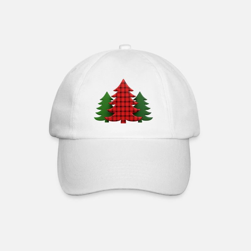 Plaid Tree Christmas Trees Christmas Tree - Baseball Cap - white/white