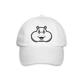 Laughing Hippo Head Face Comic Vector - Baseball Cap - white/white - Front