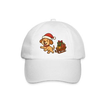 Merry Christmas Dog with Gifts - Baseball Cap - white/white - Front
