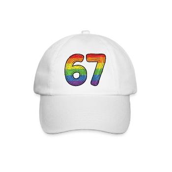 Rainbow 67 Bold Handdrawn Six Seven Digit - Baseball Cap - white/white - Front