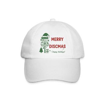 Merry Discmas Happy Holidays Disc Golf Basket - Baseball Cap - white/white - Front