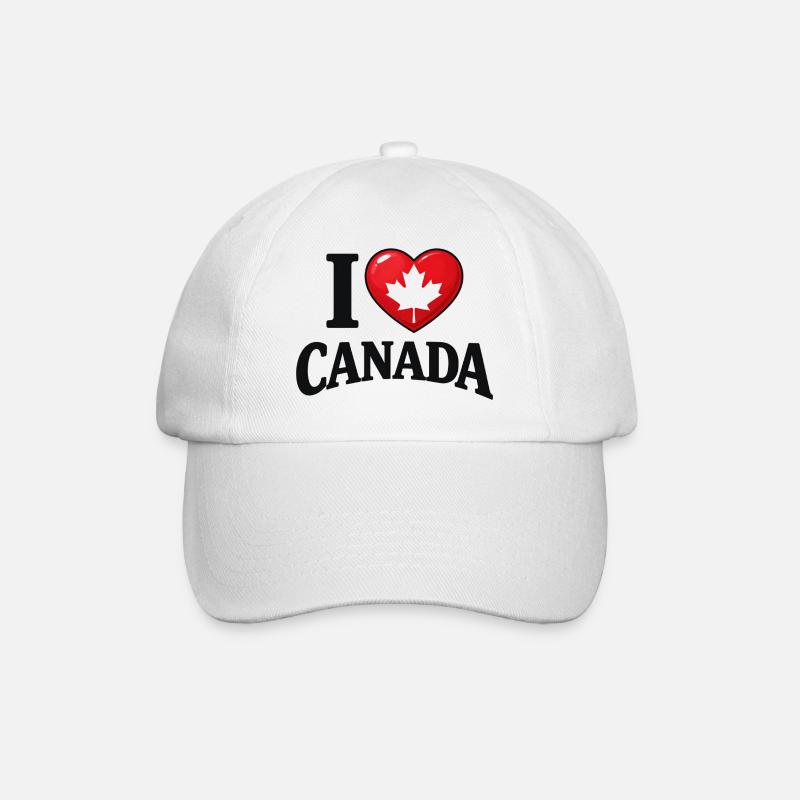 I Love Canada – Ahornblatt-Botschaft - Baseballkappe - Weiß/Weiß