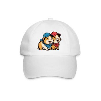 Süße Meerschweinchen Freunde – Lustiges Tiermotiv - Baseballkappe - Weiß/Weiß - Vorne