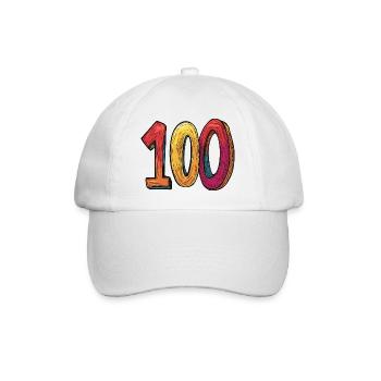 100 Number Colorful - Baseball Cap - white/white - Front