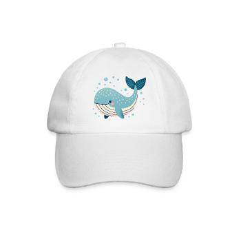 Blue Whale with Bubbles - Baseball Cap - white/white - Front