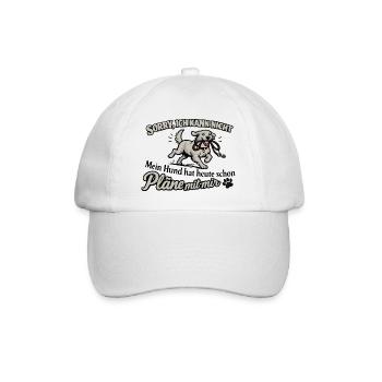 Sorry, ich kann nicht – Hund hat Pläne - Baseballkappe - Weiß/Weiß - Vorne