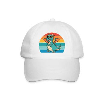 Retro Drache Mit Style Und Sonnenbrille - Baseballkappe - Weiß/Weiß - Vorne