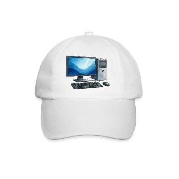 Illustration de station de travail pour PC rétro - Casquette classique - blanc/blanc - Devant