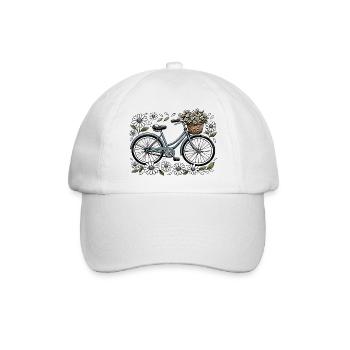 Vintage Fahrrad mit Blütenkorb - Baseballkappe - Weiß/Weiß - Vorne
