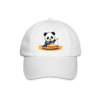 Panda kocht Pfannkuchen - Baseballkappe - Weiß/Weiß - Vorne