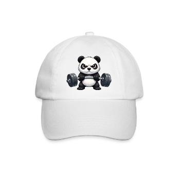 Cooler Panda Hantel Fitness Bodybuilder Training - Baseballkappe - Weiß/Weiß - Vorne