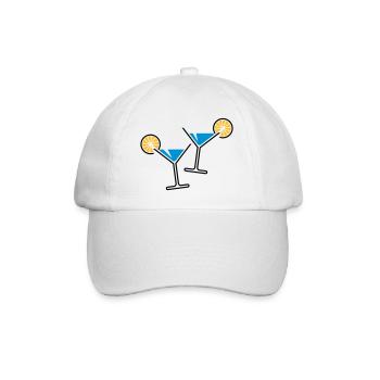 2 Cocktailgläser / Cocktail / Martini + (Hellblau) - Baseballkappe - Weiß/Weiß - Vorne