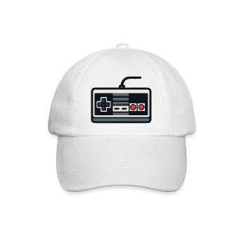 Retro-Gamepad-Umriss im NES-Stil - Baseballkappe - Weiß/Weiß - Vorne