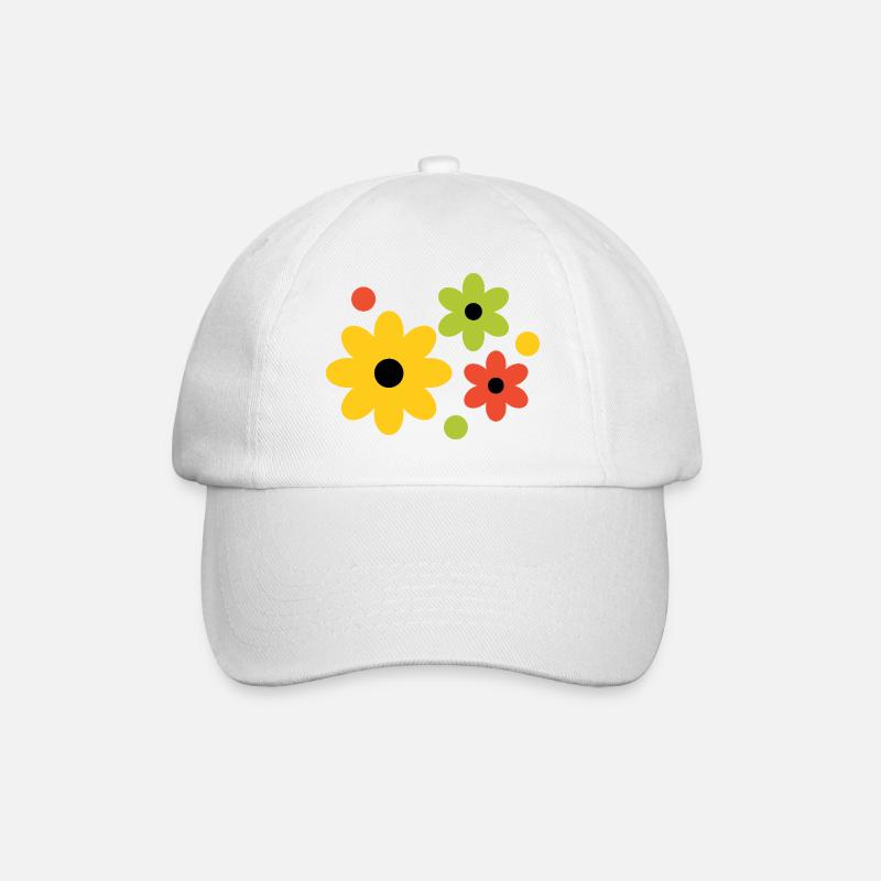 Cheerful Flower Colors Pattern - Flower Power - Baseball Cap - white/white