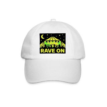 Rave On Festival Tent Techno Party Crew - Baseball Cap - white/white - Front