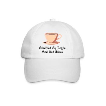 Angetrieben von Kaffee und Papa-Witzen - Baseballkappe - Weiß/Weiß - Vorne