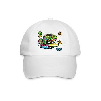 Colorful chameleon surfing art - Baseball Cap - white/white - Front