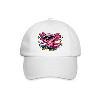Pink Axolotl Skater with Sunglasses - Baseball Cap - white/white - Front