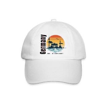 Berliner Abendsonnen-Skyline - Baseballkappe - Weiß/Weiß - Vorne