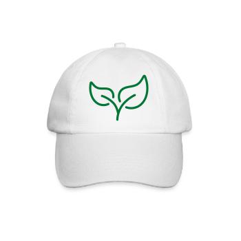Green Leaf Line Icon Eco Nature Growth Symbol Vect - Baseball Cap - white/white - Front