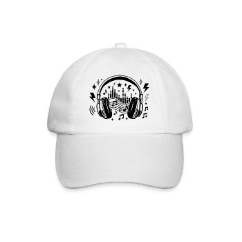 Musik-Kopfhörer Grafik Klangwelle-Musikliebhaber - Baseballkappe - Weiß/Weiß - Vorne