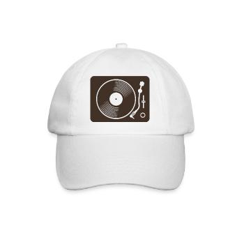 Retro Plattenspieler Vinyl Design - Baseballkappe - Weiß/Weiß - Vorne