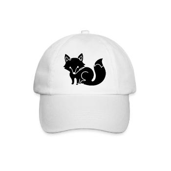 Fuchs Silhouette – Waldtier Minimal Motiv - Baseballkappe - Weiß/Weiß - Vorne