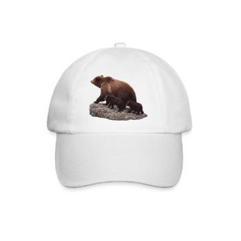 Mutterbär mit dem Jungen auf dem Felsen - Baseballkappe - Weiß/Weiß - Vorne