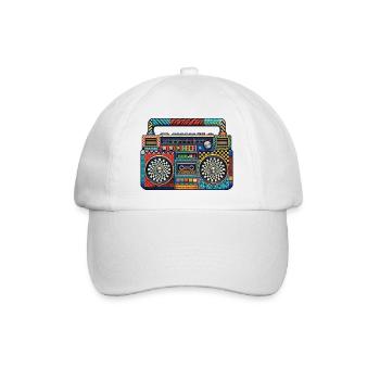 Farbenfrohe Retro Boombox Muster - Baseballkappe - Weiß/Weiß - Vorne