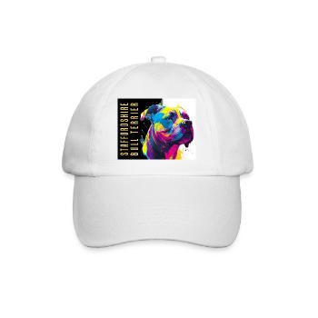 Staffie Head Popart - 050 - Baseballkappe - Weiß/Weiß - Vorne