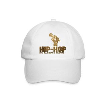 Golden Glitter Hip Hop Mic Fist - Baseball Cap - white/white - Front