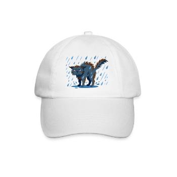 Regenkatze Grummel-Design - Baseballkappe - Weiß/Weiß - Vorne