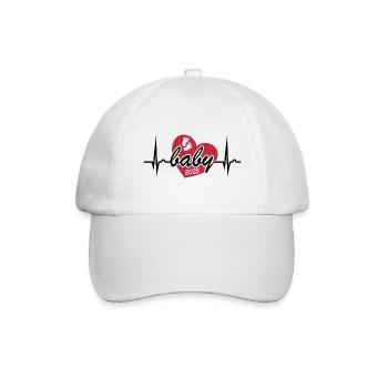 EKG Kurve - Herzkurve - Baby 2025 - schwanger - Baseballkappe - Weiß/Weiß - Vorne