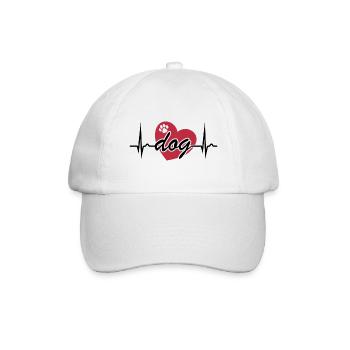 EKG Kurve - Herzkurve - Puls - Hund - Baseballkappe - Weiß/Weiß - Vorne